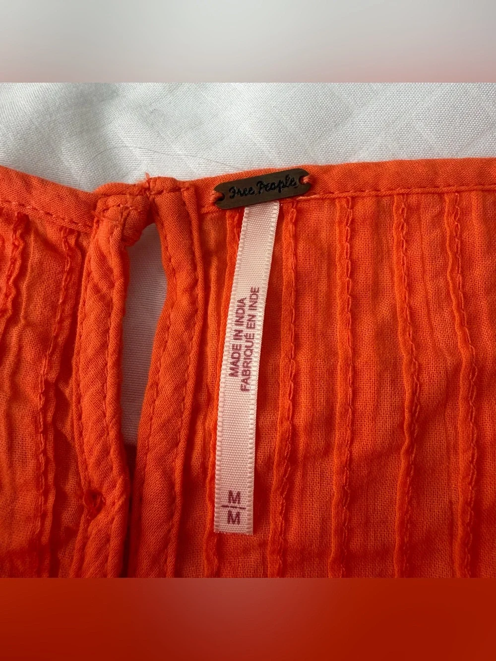 Free People Lace Embroidered Tank Top M Orange Cotton Boho Summer Girly Preppy